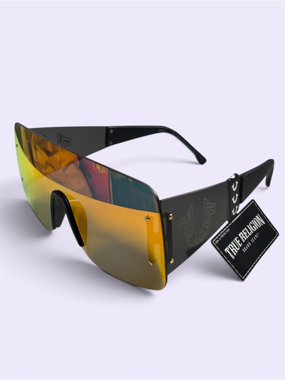 True Religion Women’s Shield Sunglasses - Yellow Orange Gradient Lens